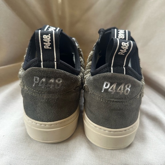 P448 “Soho” Low Top Khaki French Terry/Suede Ribbed Sneakers Size 9(39) Like New - Picture 5 of 11